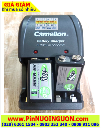 Camelion BC-0904SM; Bộ sạc pin 9v BC-0904SM kèm sẳn 2 pin sạc NiMh Ansman MaxE200 (9v 200mAh)